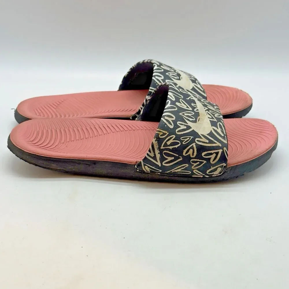 Nike Kawa Heart Doodles Slides Youth 6 - EU 38.5 - Women 7.5 Pink Black White